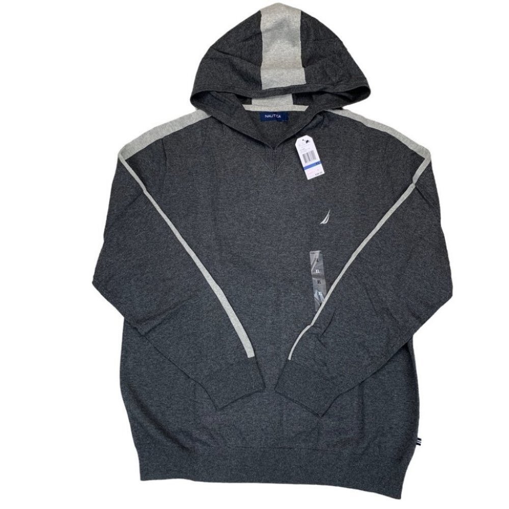 Nautica Mens Classic-Fit Colorblocked Charcoal Heather XL